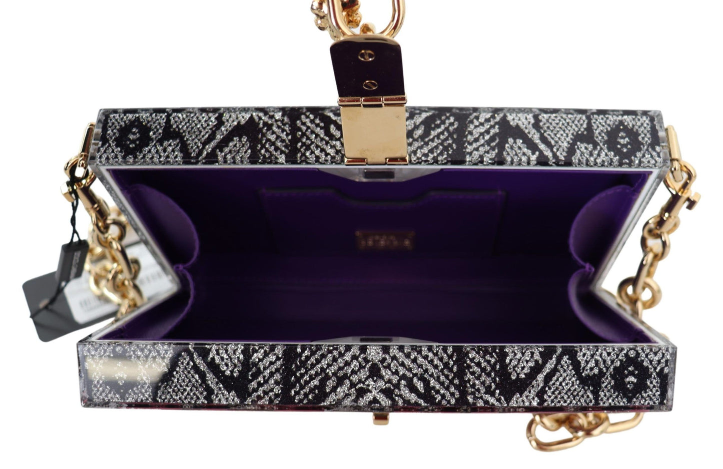 Pochette Dolce &amp; Gabbana en résine grise Dolce Box avec détails dorés