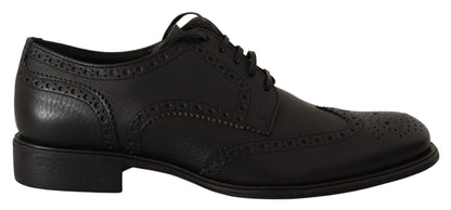 Dolce &amp; Gabbana - Chaussures derby à bout d'aile en cuir noir