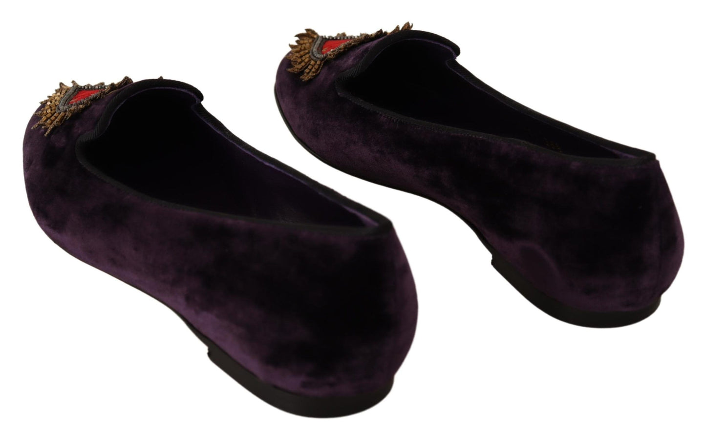 Mocassins en velours violet Dolce &amp; gabbana avec détail cœur