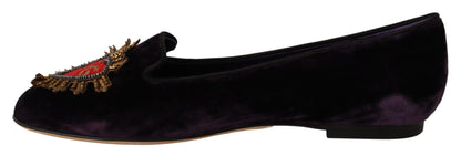 Mocassins en velours violet Dolce &amp; gabbana avec détail cœur