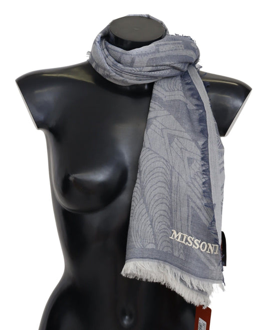 Missoni Elegant Cashmere Fringed Scarf in Gray