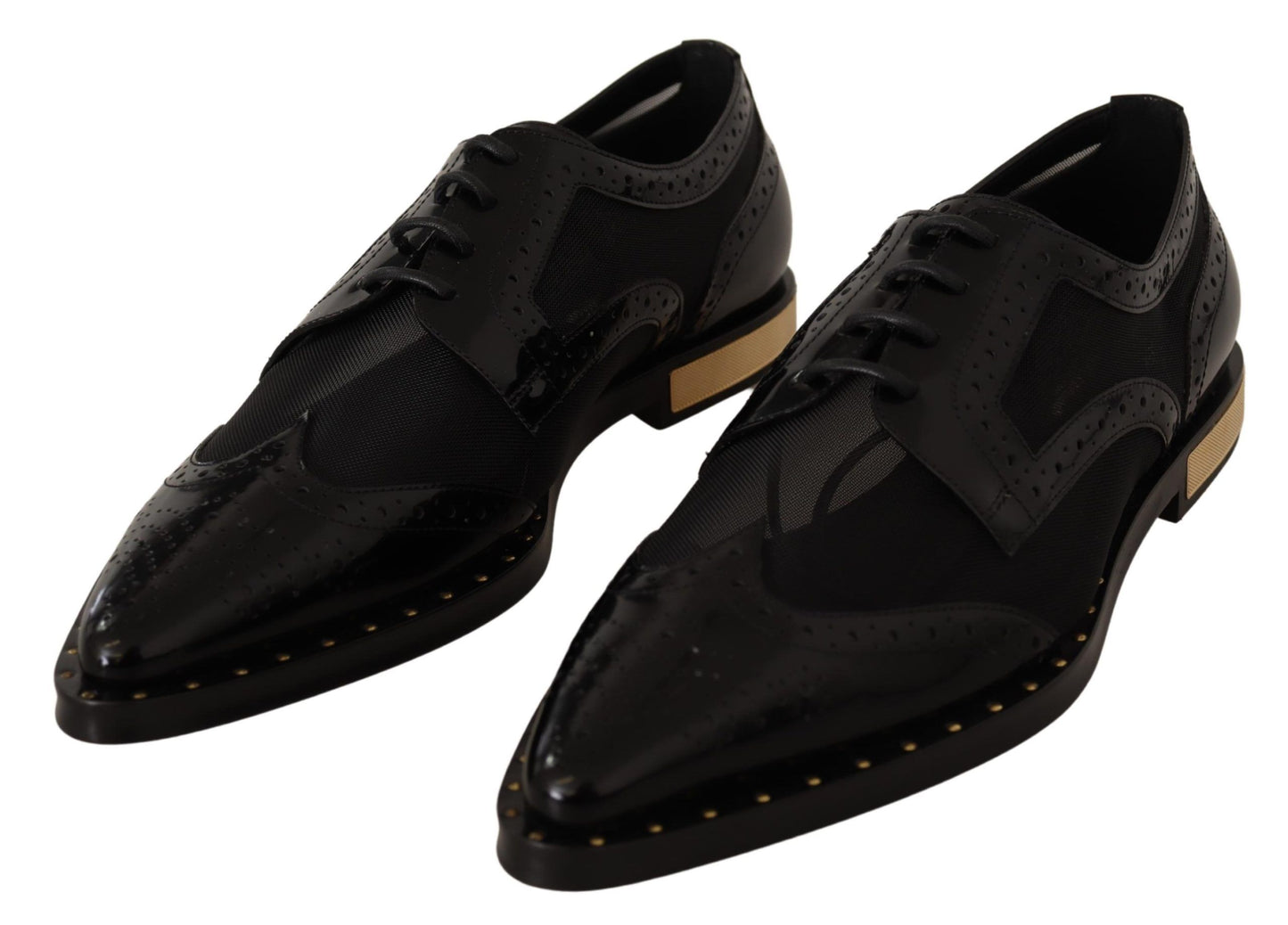 Dolce &amp; Gabbana - Chaussures Oxford noires à finitions dorées