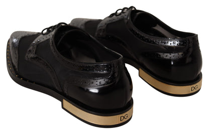 Dolce &amp; Gabbana - Chaussures Oxford noires à finitions dorées