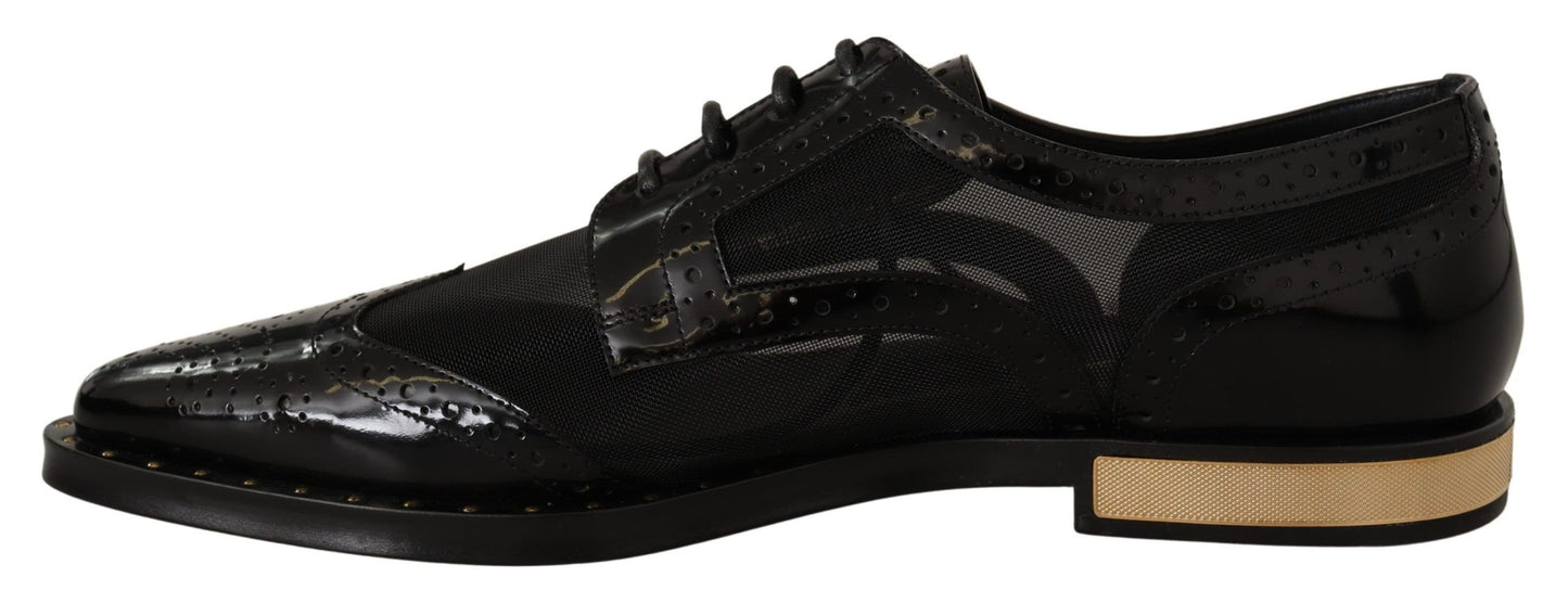 Dolce &amp; Gabbana - Chaussures Oxford noires à finitions dorées