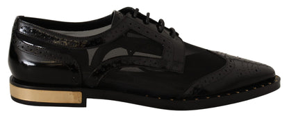 Dolce &amp; Gabbana - Chaussures Oxford noires à finitions dorées