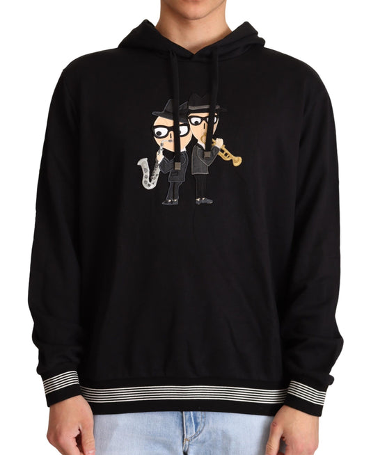 Dolce &amp; Gabbana Elegante suéter de algodón negro bordado
