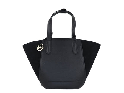 Michael Kors Portia petit sac à main fourre-tout en daim en cuir grainé (noir)