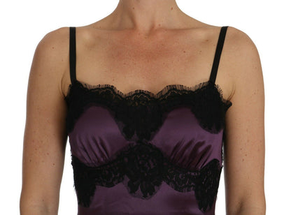 Robe nuisette en dentelle de soie violette Dolce &amp; Gabbana