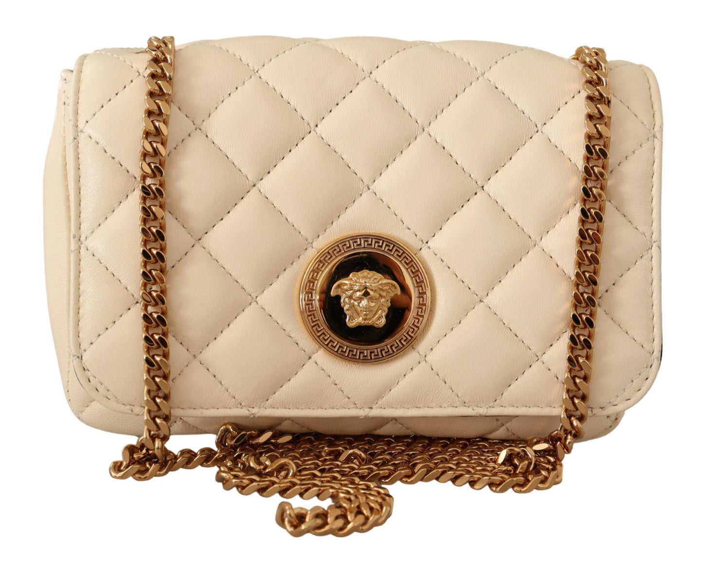 Versace Bolso bandolera pequeño Medusa de piel de napa blanca