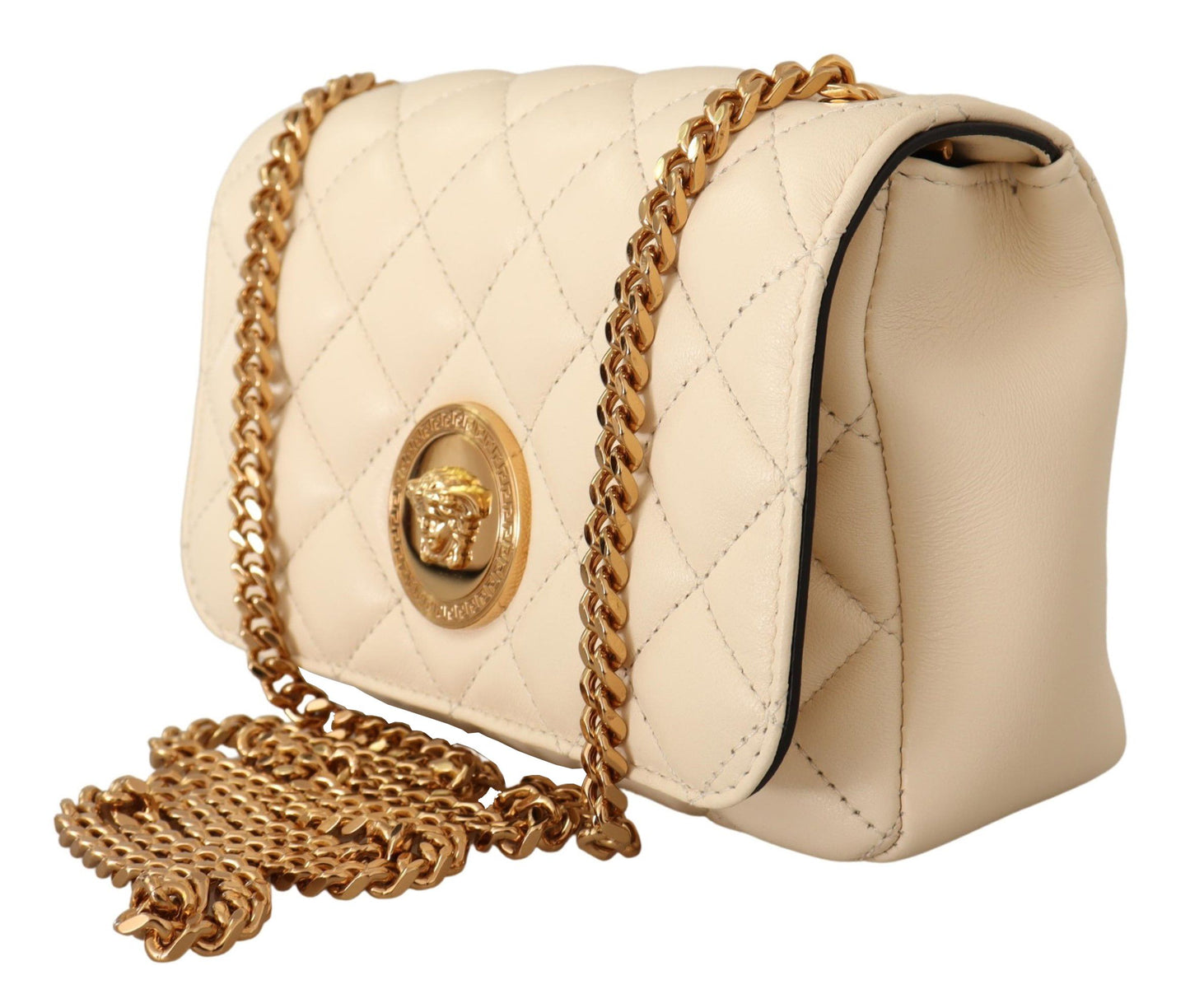 Versace Bolso bandolera pequeño Medusa de piel de napa blanca