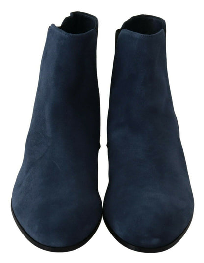 Bottes mi-mollet en daim bleu Dolce &amp; gabbana avec détails clous