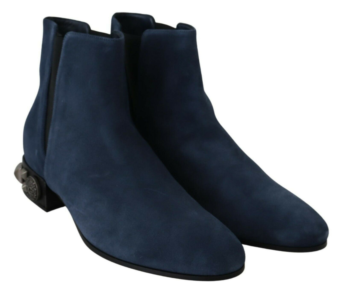 Bottes mi-mollet en daim bleu Dolce &amp; gabbana avec détails clous