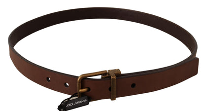 Ceinture en cuir marron Dolce &amp; gabbana avec boucle dorée