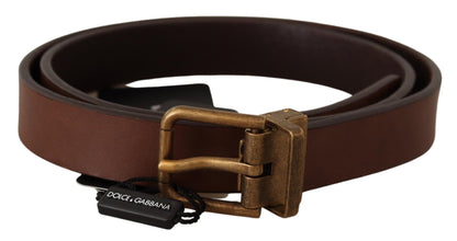 Ceinture en cuir marron Dolce &amp; gabbana avec boucle dorée