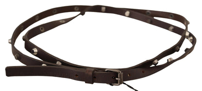 Costume national ceinture de mode en cuir marron avec boucle argentée