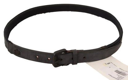 Ceinture classique en cuir noir Ermanno Scervino avec fermeture à boucle