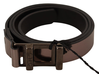 Costume national ceinture en cuir métallisé rose avec boucle en bronze