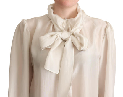 Blouse ascot en soie gris clair Dolce &amp; gabbana