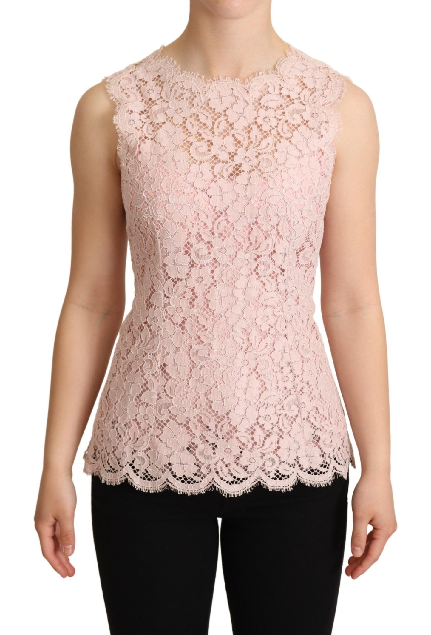 Blouse sans manches en dentelle rose Dolce &amp; gabbana