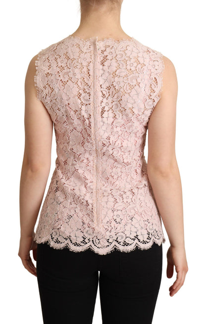 Blouse sans manches en dentelle rose Dolce &amp; gabbana