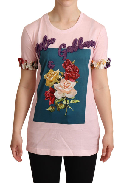 Dolce &amp; Gabbana - T-shirt à fleurs et appliqué avec roses