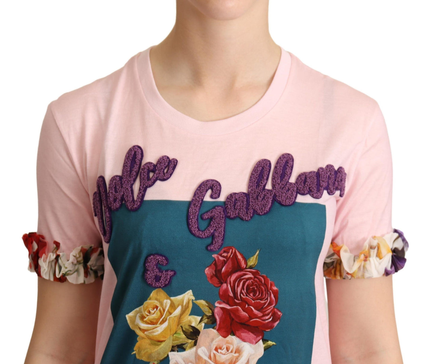 Dolce &amp; Gabbana - T-shirt à fleurs et appliqué avec roses