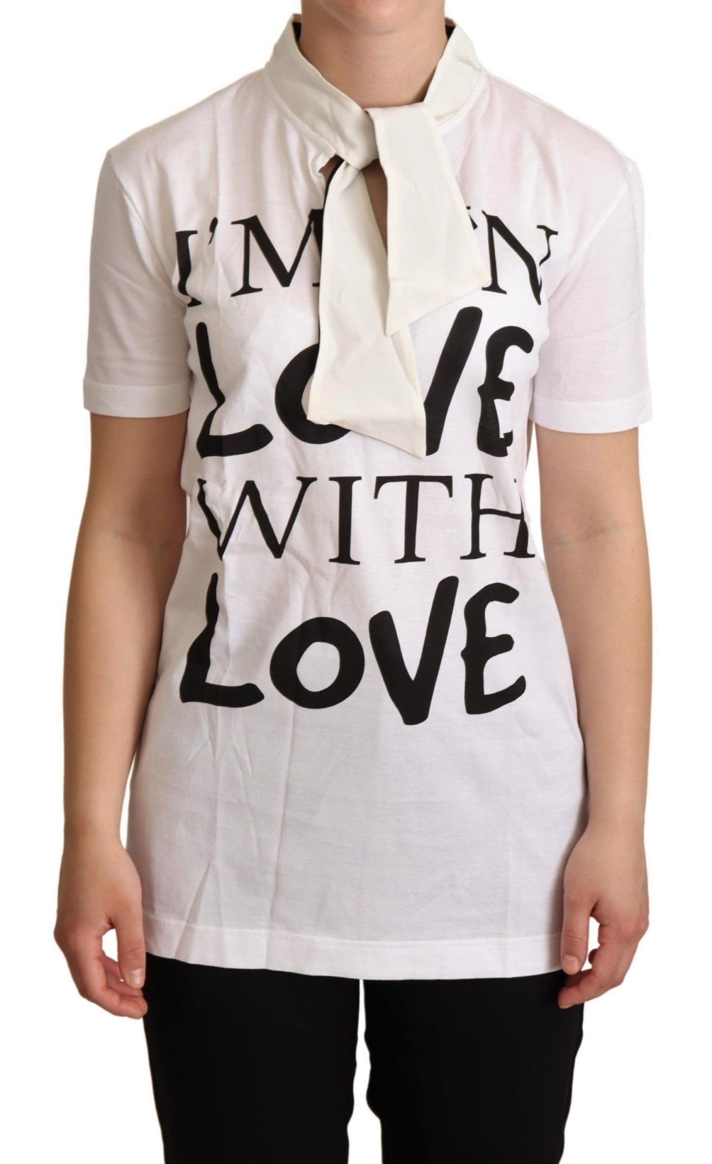 Dolce &amp; Gabbana T-shirt en soie mélangée blanc à motif Love