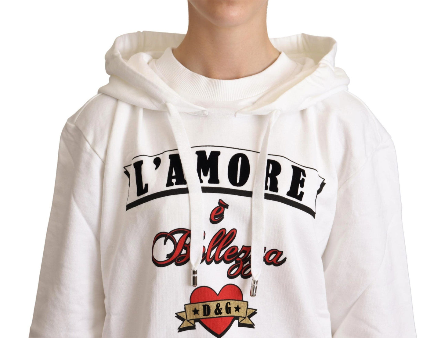 Dolce &amp; gabbana pull à capuche blanc à motif l'amore