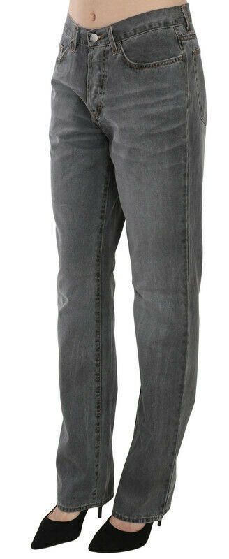 Just Cavalli Chic Gray Mid Waist Straight Leg Jeans