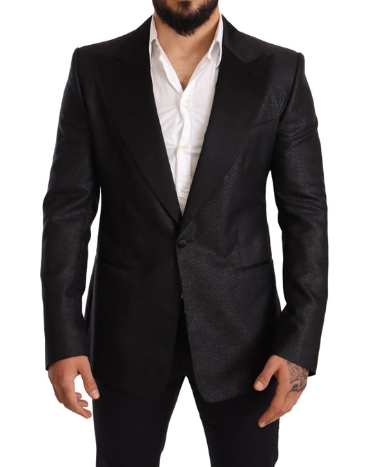 Dolce &amp; Gabbana Veste blazer coupe slim métallisée noire