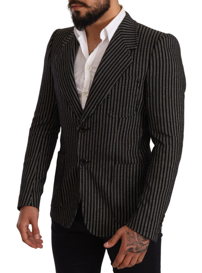 Dolce & Gabbana Elegant Black Striped Virgin Wool Blazer