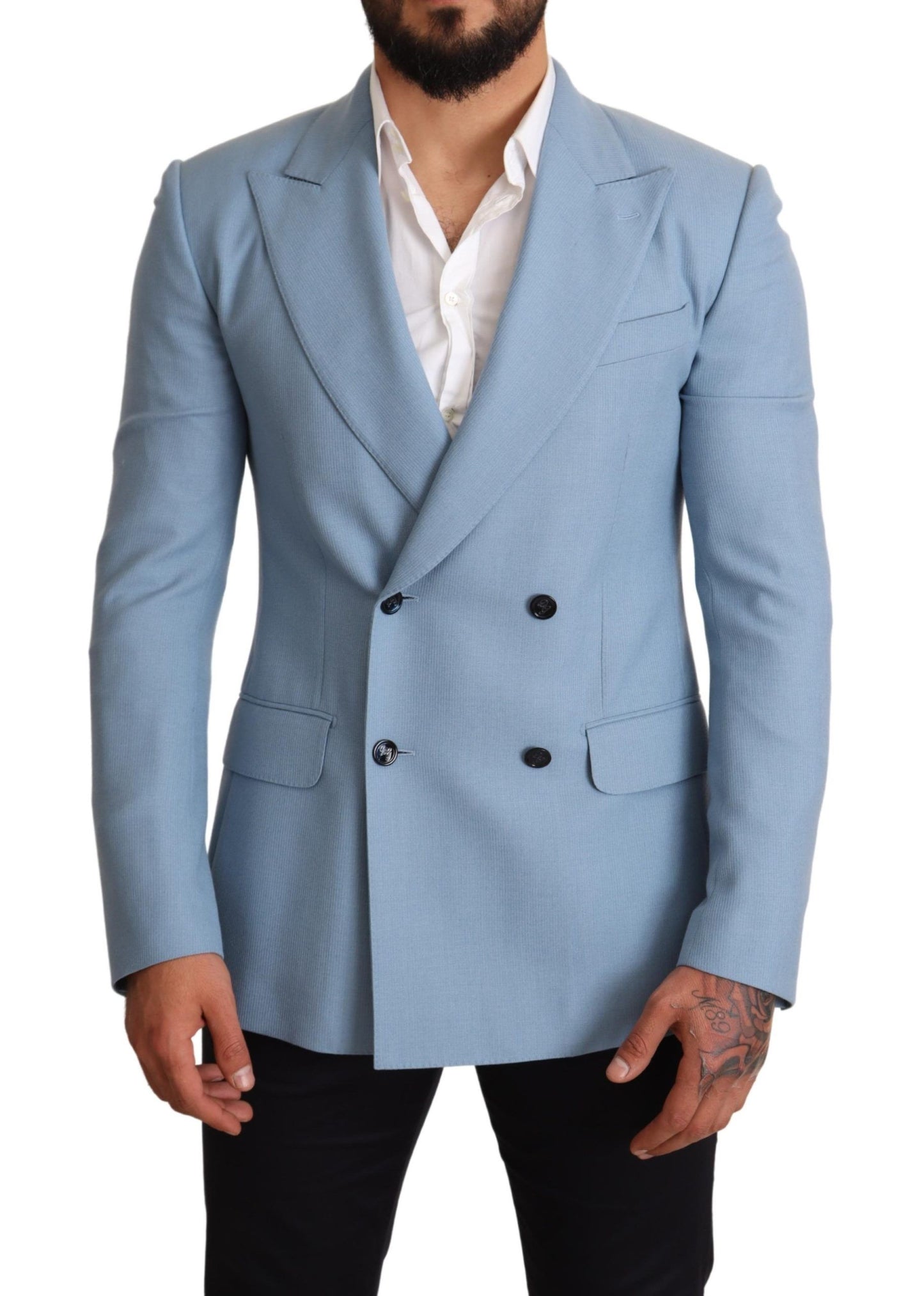 Blazer homme en cachemire et soie bleu Dolce &amp; gabbana