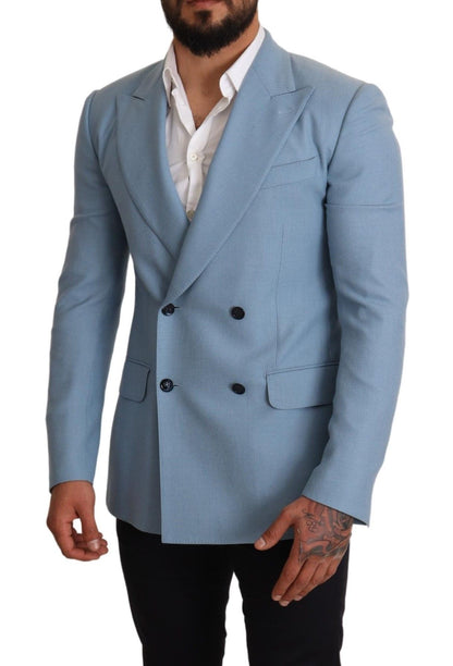 Blazer homme en cachemire et soie bleu Dolce &amp; gabbana