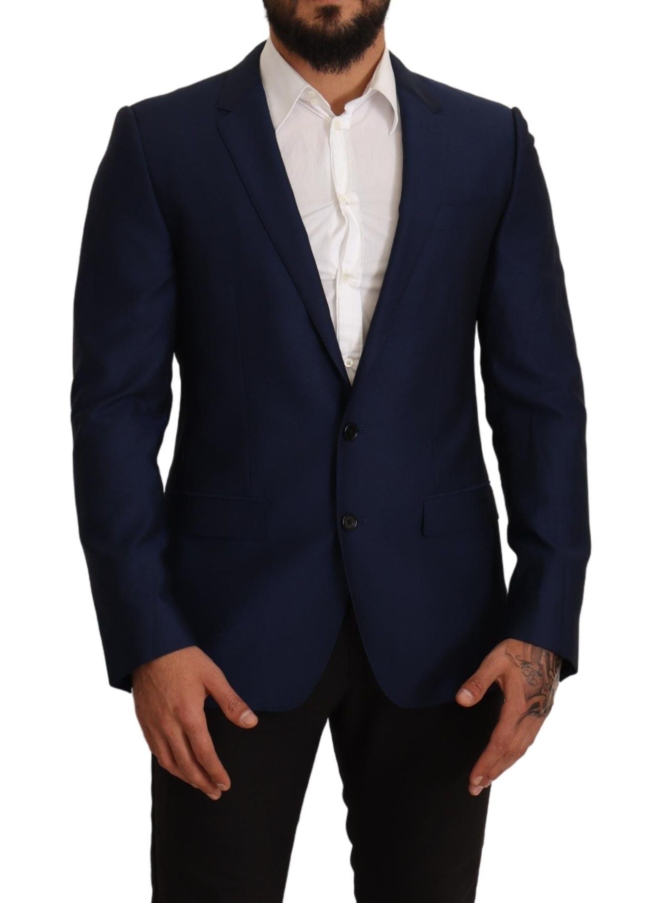 Dolce & Gabbana Navy Blue Virgin Wool Martini Blazer