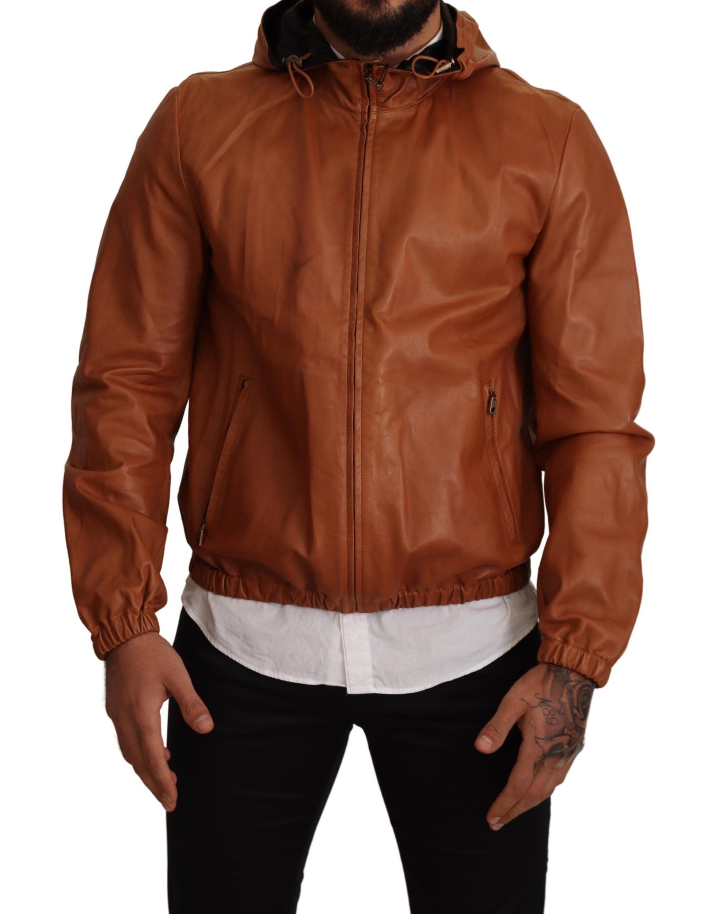 Dolce &amp; Gabbana blouson aviateur en cuir marron