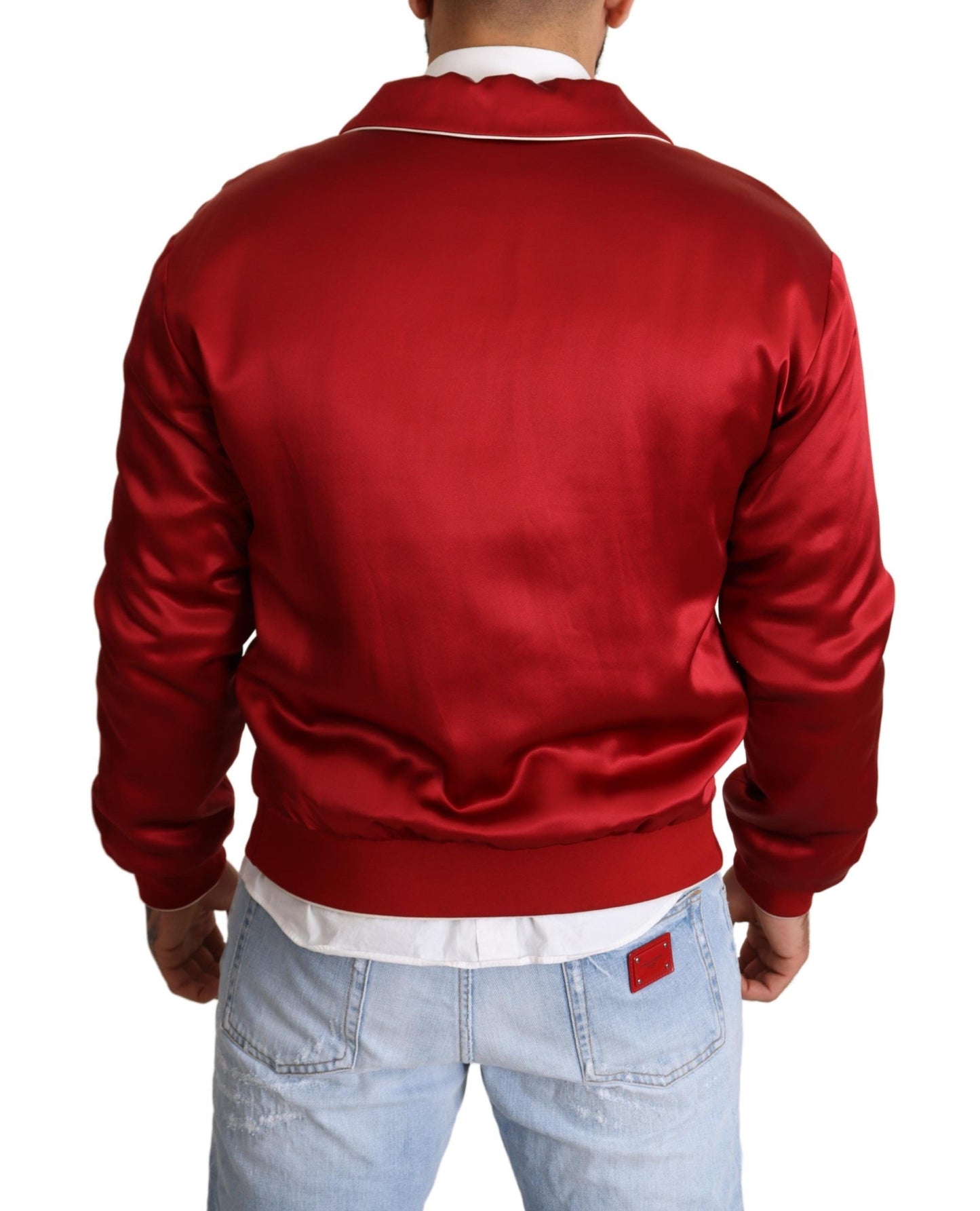 Dolce &amp; Gabbana somptueux blouson aviateur rouge en soie