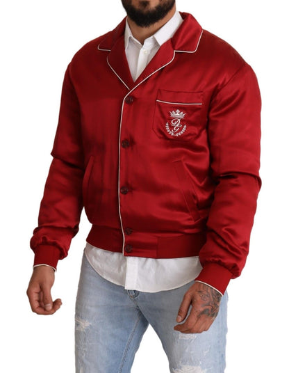 Dolce &amp; Gabbana somptueux blouson aviateur rouge en soie