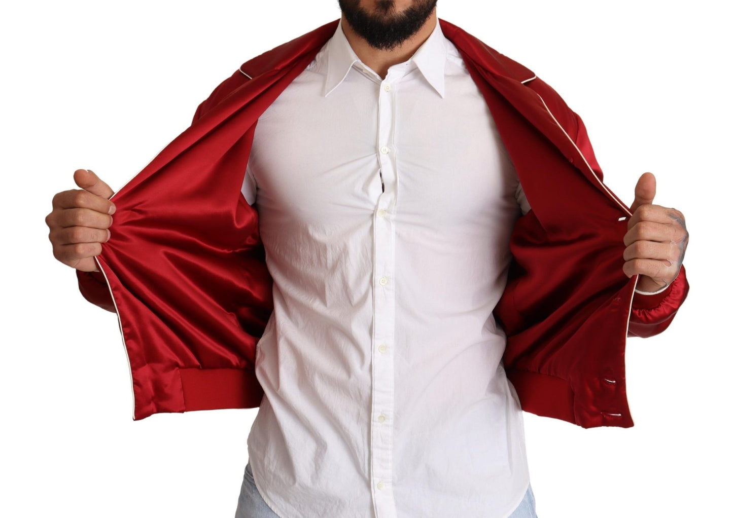 Dolce &amp; Gabbana somptueux blouson aviateur rouge en soie