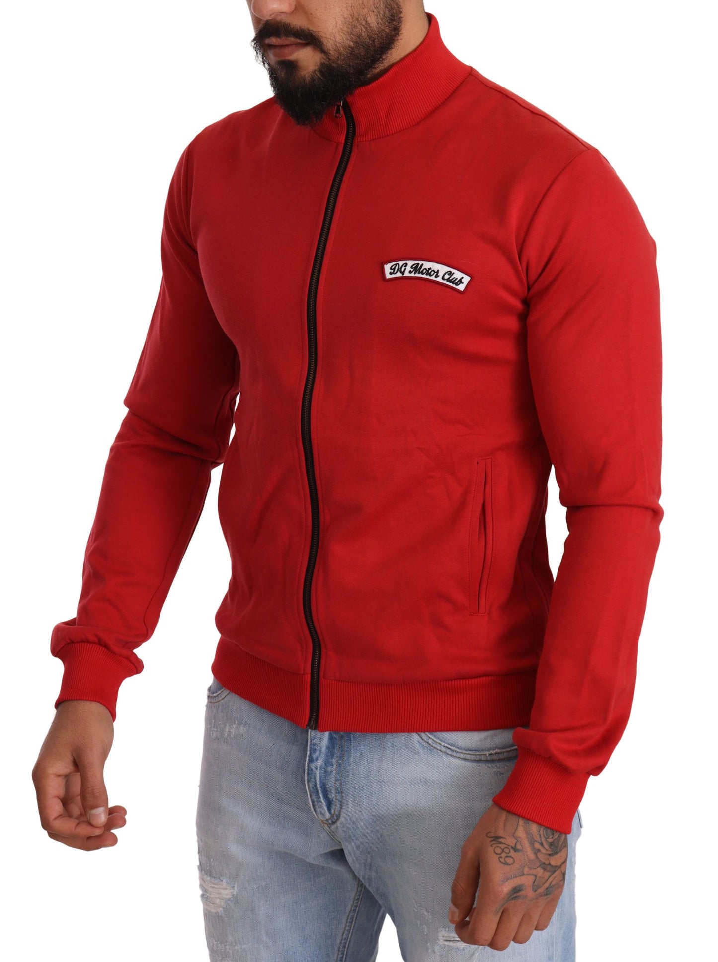 Pull zippé rouge Dolce &amp; Gabbana avec motif DG Motor Club