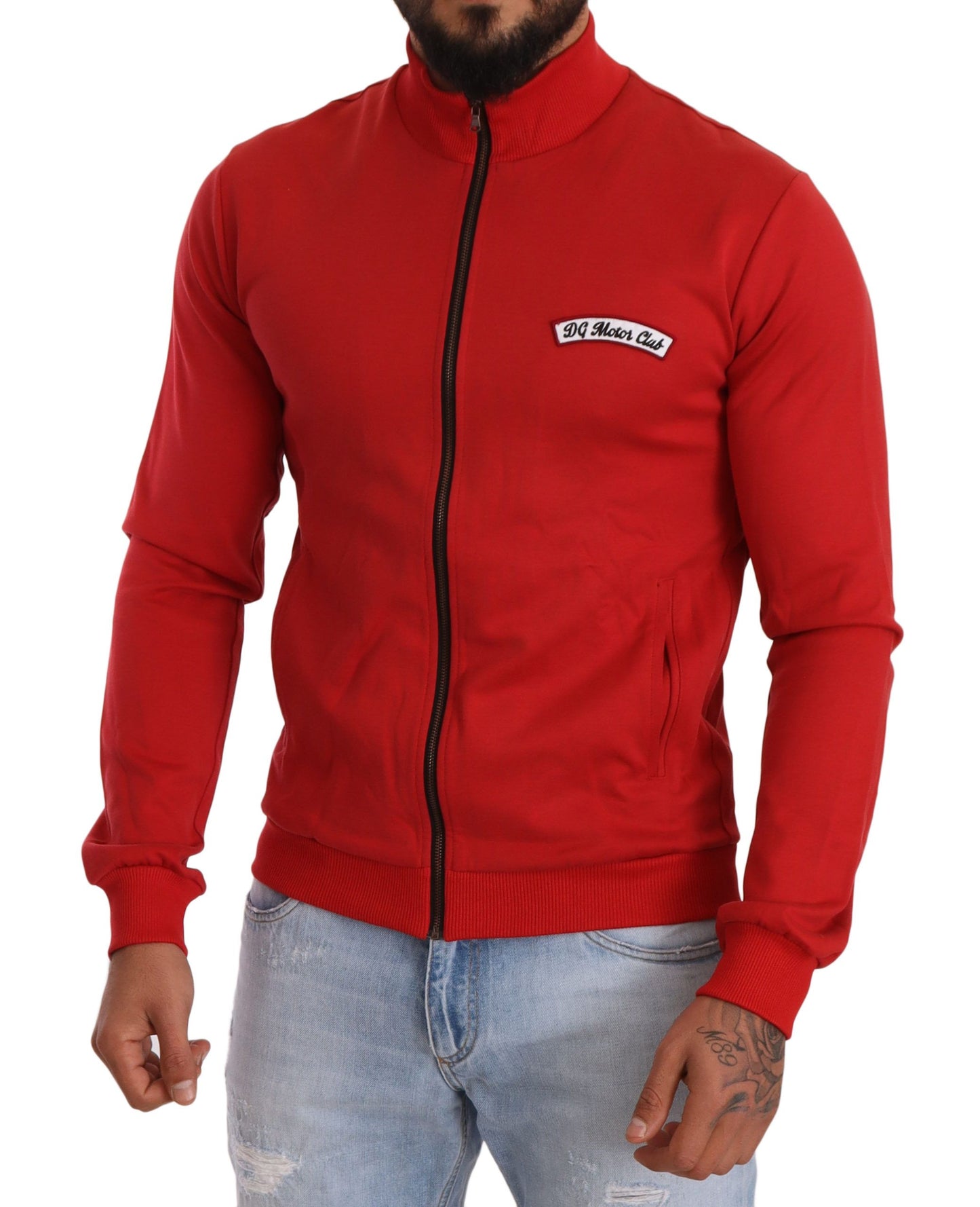 Pull zippé rouge Dolce &amp; Gabbana avec motif DG Motor Club