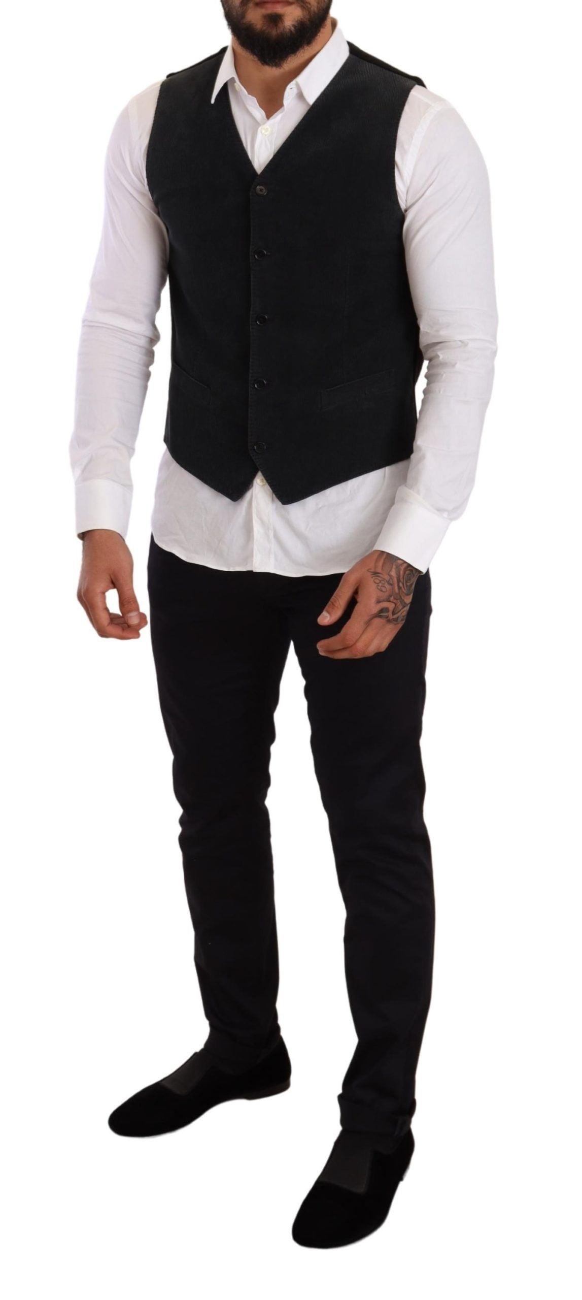 Dolce & Gabbana Elegant Black Cotton Formal Dress Vest