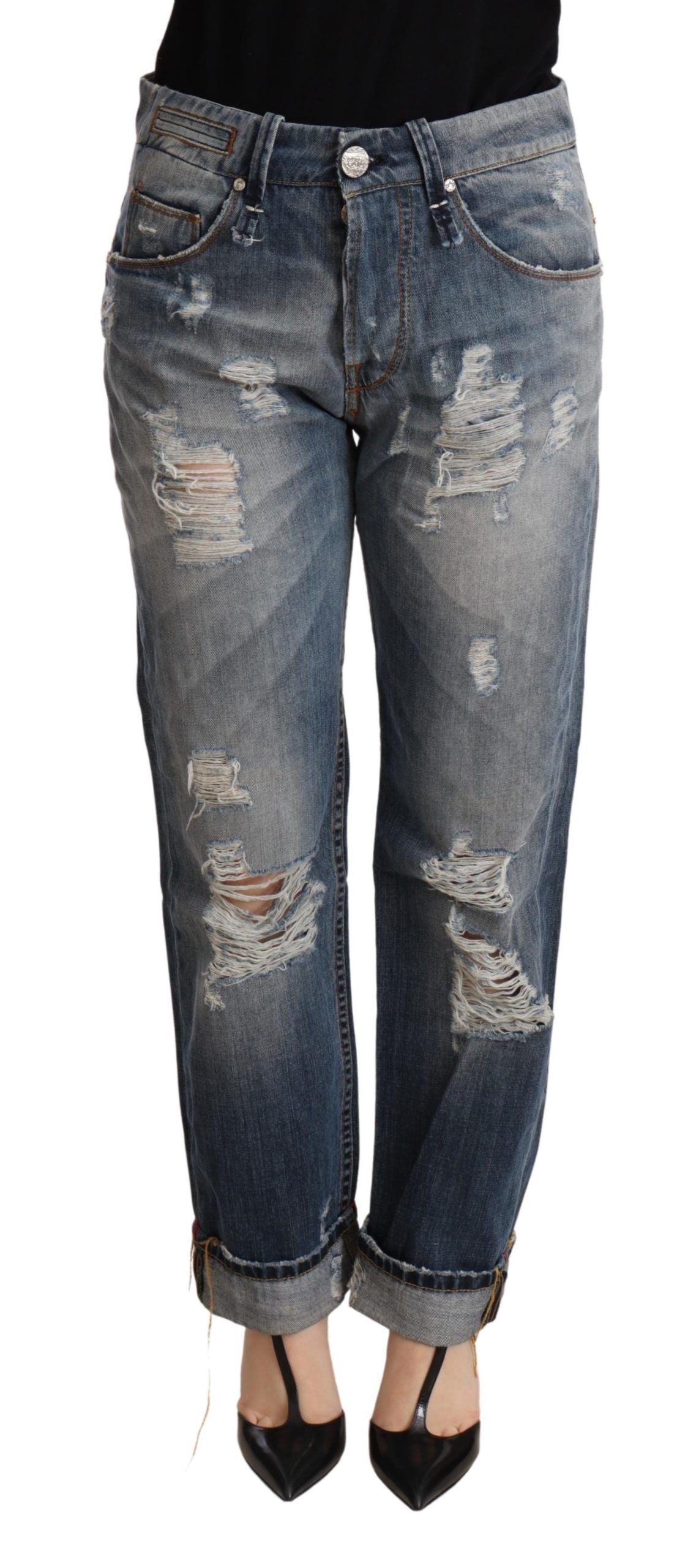 Acht authentique jean baggy taille moyenne en denim