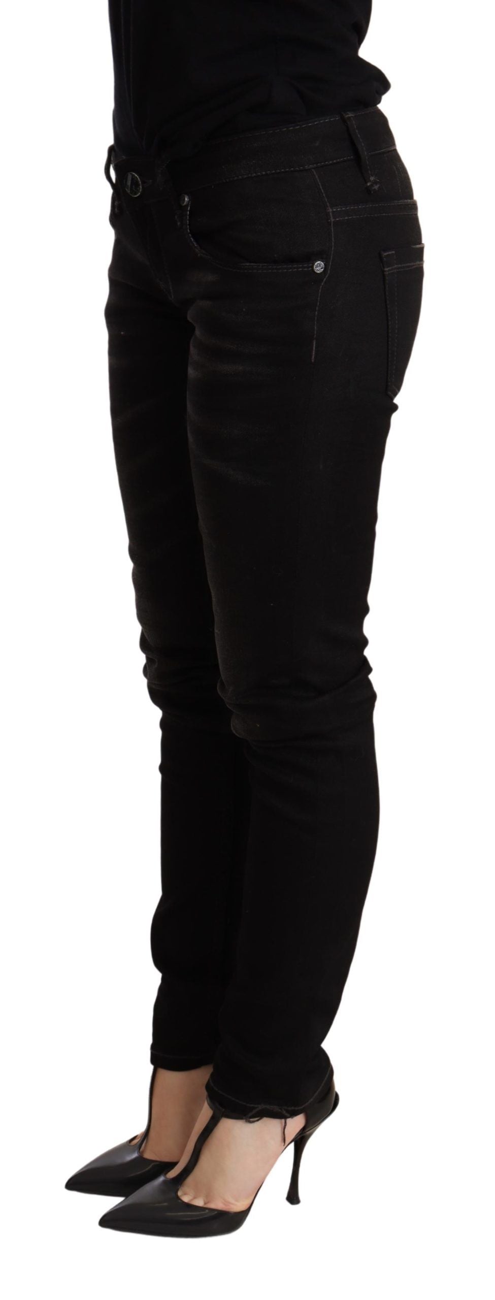 Acht Chic Black Low Waist Skinny Denim