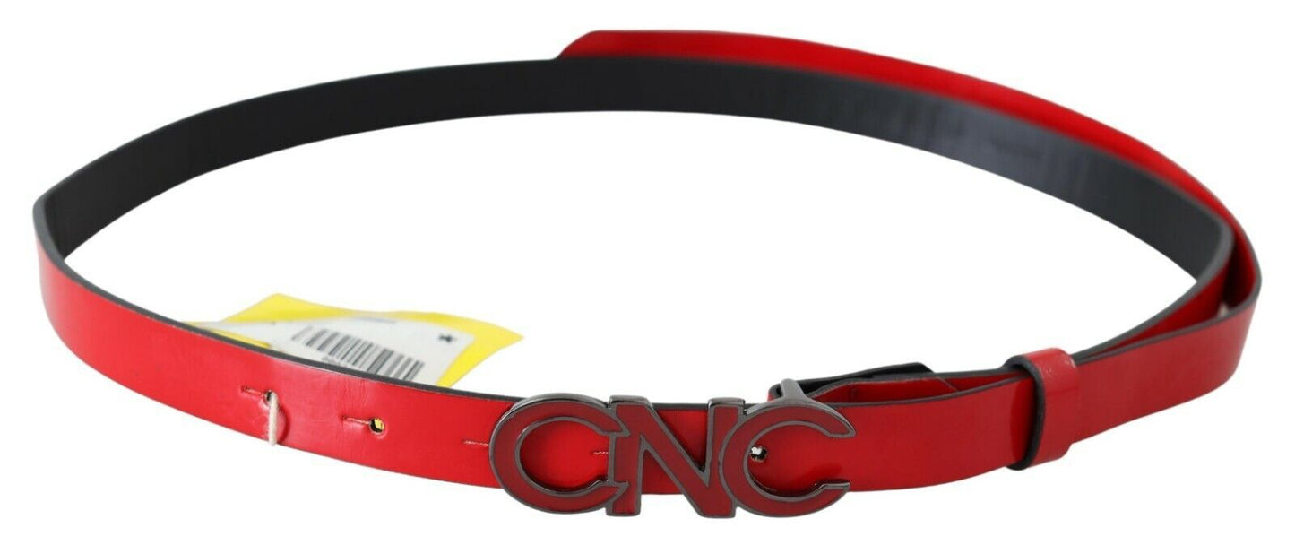 Ceinture de costume national en cuir rouge avec boucle noire