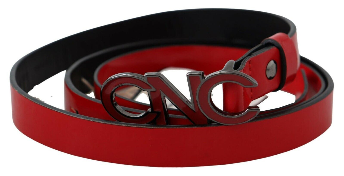 Ceinture de costume national en cuir rouge avec boucle noire