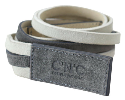 Costume ceinture logo national en cuir blanc