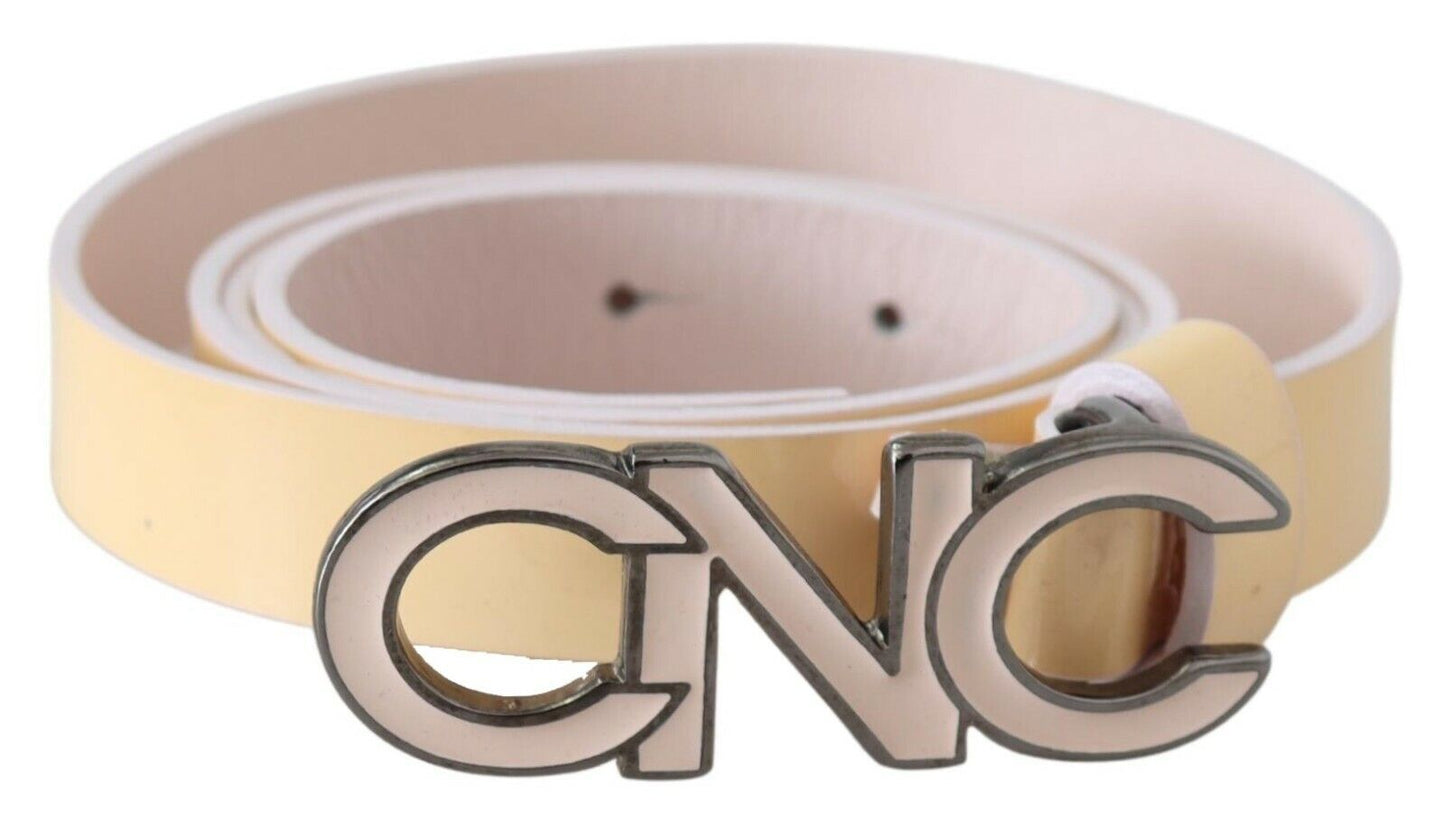 Ceinture en cuir avec logo national beige