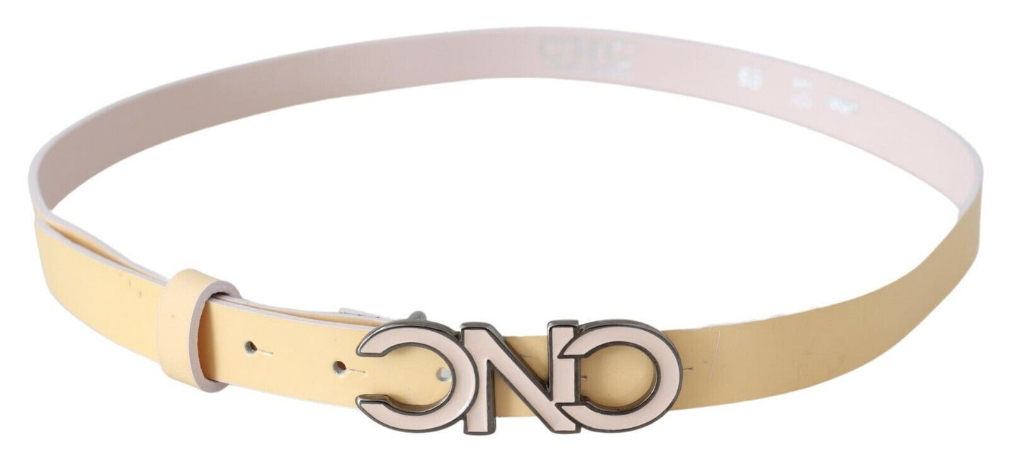 Ceinture en cuir avec logo national beige