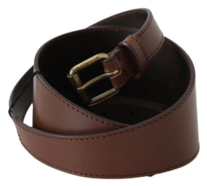 Ceinture tendance en cuir marron Plein sud avec détails en bronze