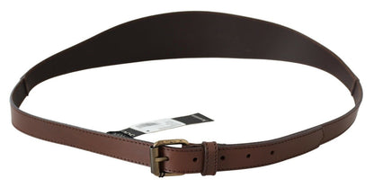 Ceinture tendance en cuir marron Plein sud avec détails en bronze